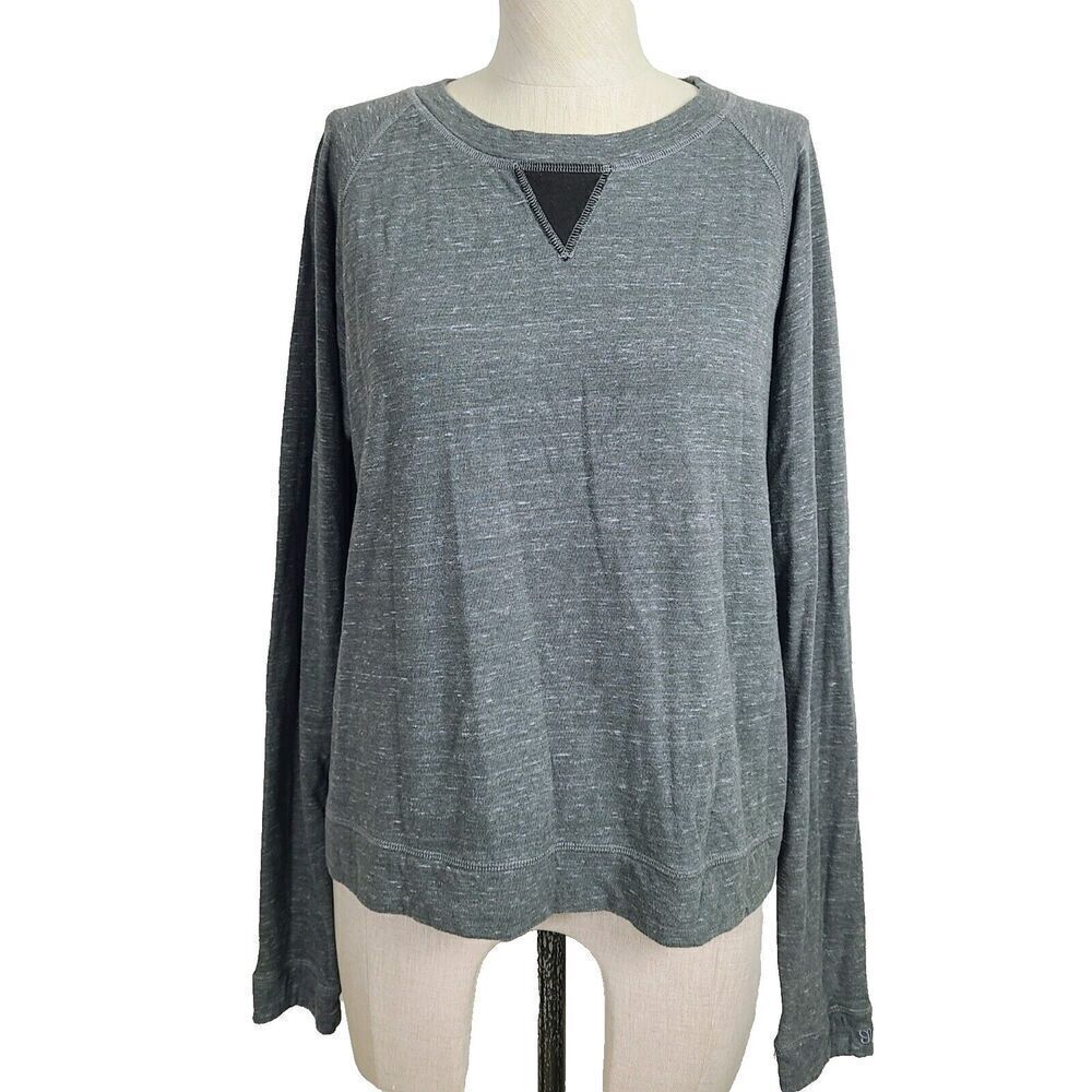 Albion Top L Gray Knit Long Sleeve Pullover Casual Shirt Outdoor Travel Fitness